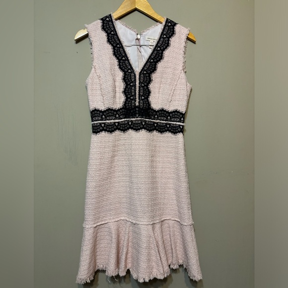 REBECCA TAYLOR Tweed Contrast Lace Sleeveless Dress, As Worn On TV - Picture 3 of 12